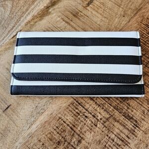 But From the Kloth Striped Black White Wallet 7.5" X 4"